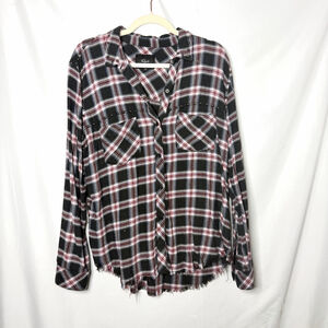 Women's Rails Charcoal Berry Blush Plaid Studded Button Down Shirt M